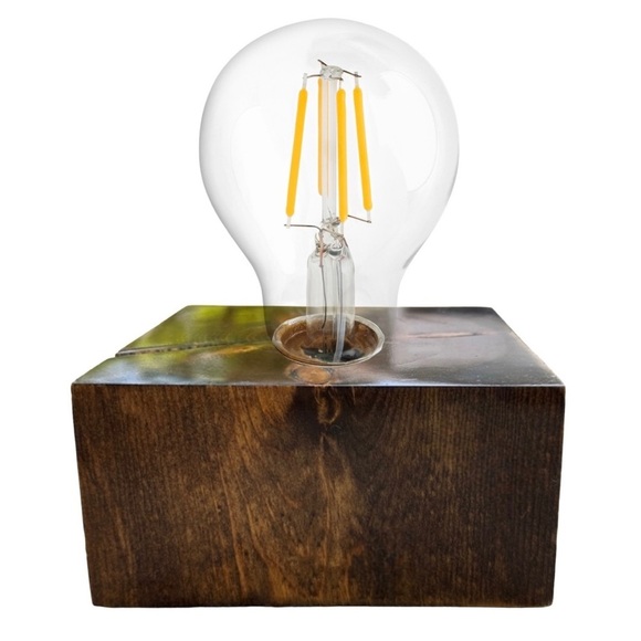 Solid Wood Block Light Bulb Lamp - Picture 14 of 14